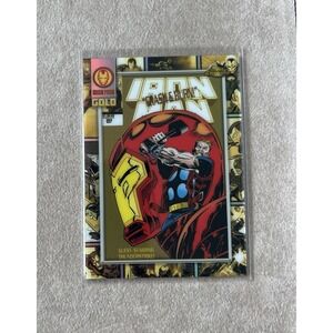 2025 Topps Chrome Marvel Iron Man Gold Card #IM-6 Iron‎ Man #304 Crash & Burn